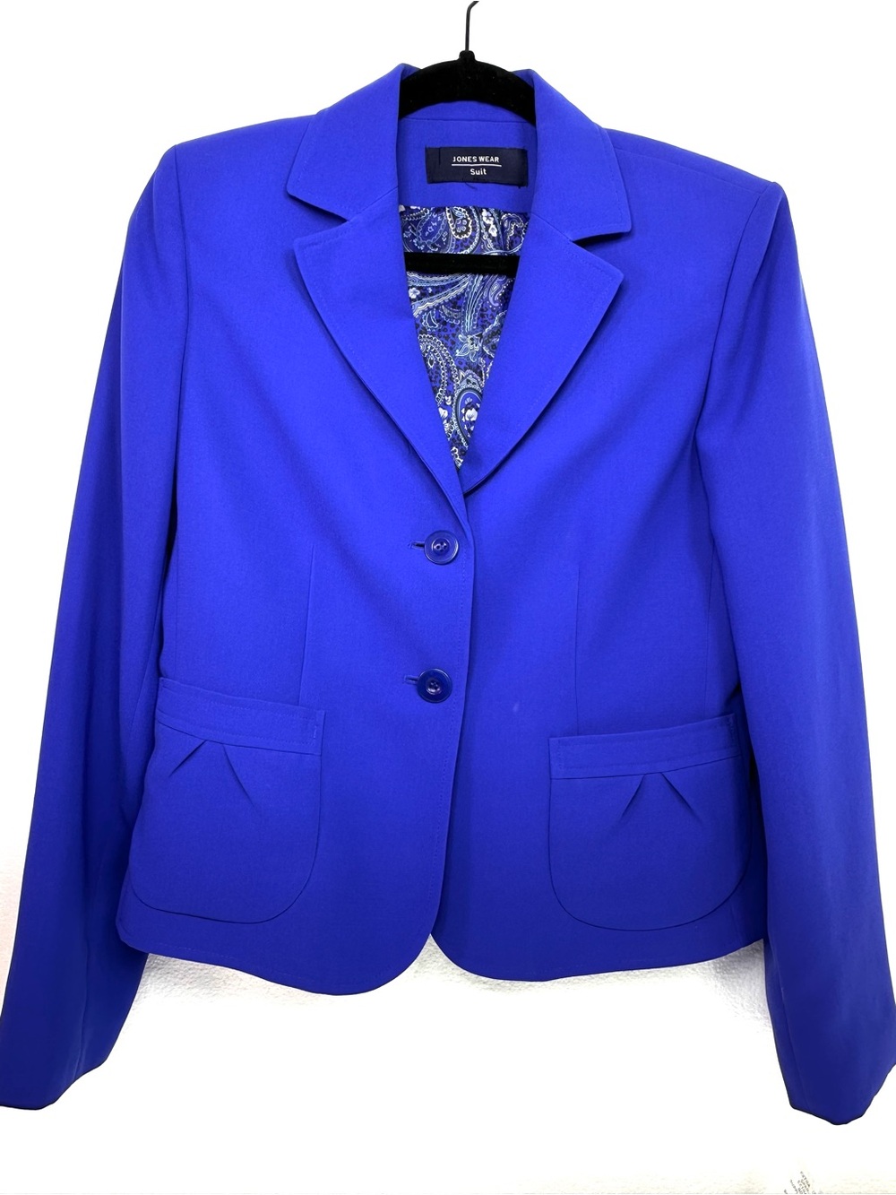 Jones New York Wear Royal Blue Blazer with Paisley Lining M New